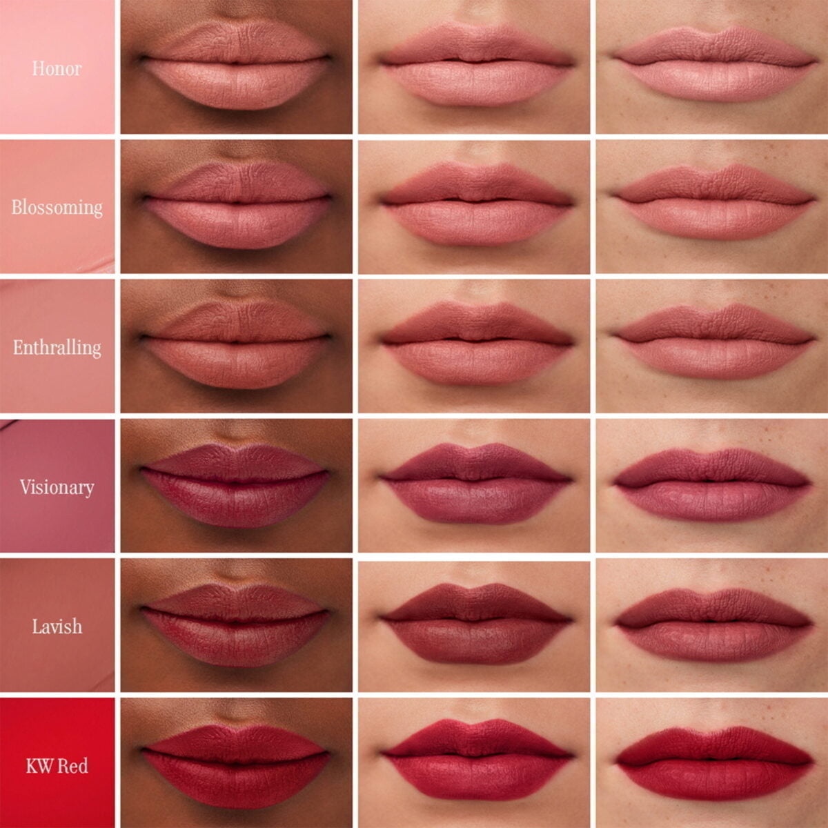 MatteNaturally-LipGrid_HighRes kw liquid lipstick swatch grid